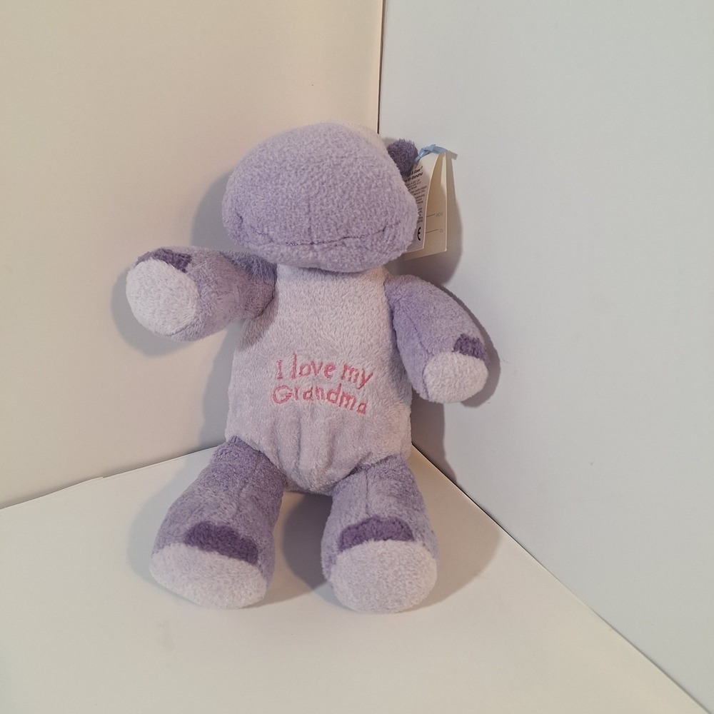 Baby Gund I‎ Love My Grandma Purple Hippo Lovey Plush Stuffed Animal 11.5"